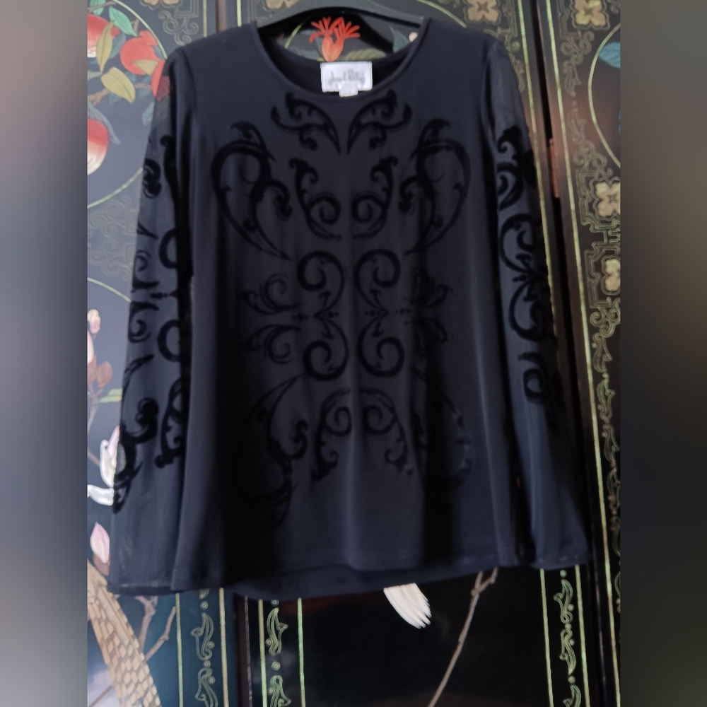 Joseph Ribkoff Black Velvet Detailed Top